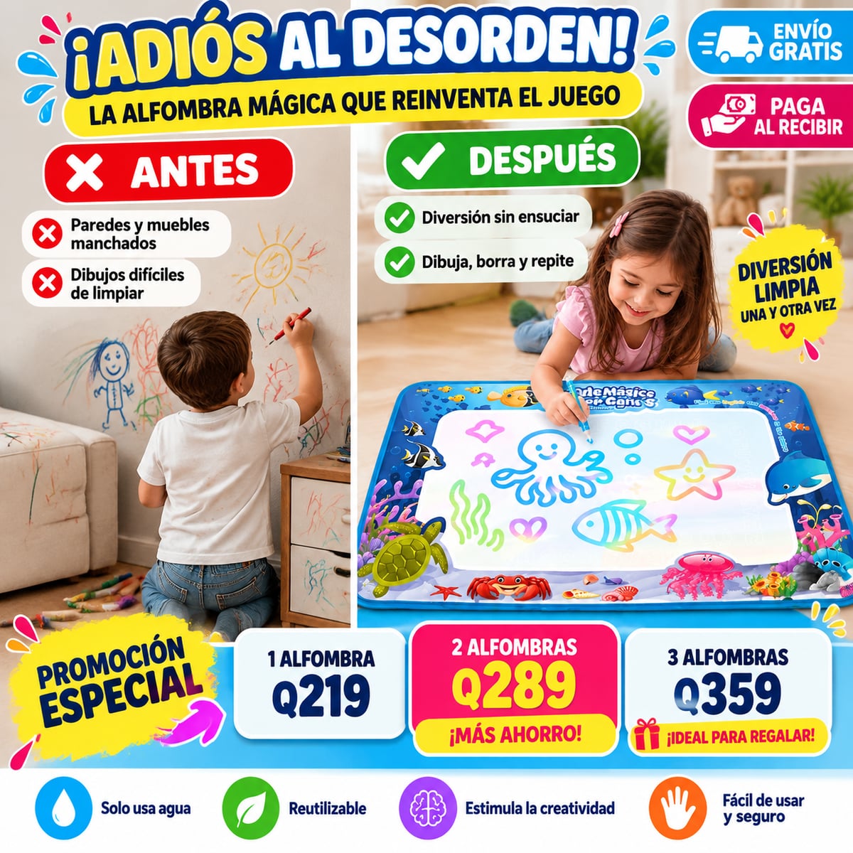 DIVERSION CON ARTE - ALFOMBRA MAGICA DE AGUA + ENVIO GRATIS 🚚