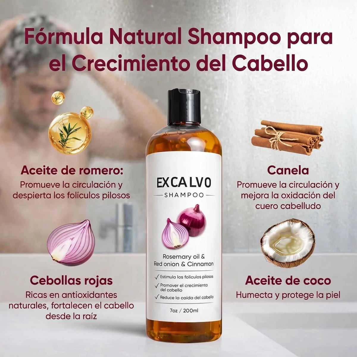 Excalvo™ Shampoo Original - 💪 Menos caída y más volumen — adiós cabellos en la almohada + ENVIO GRATIS