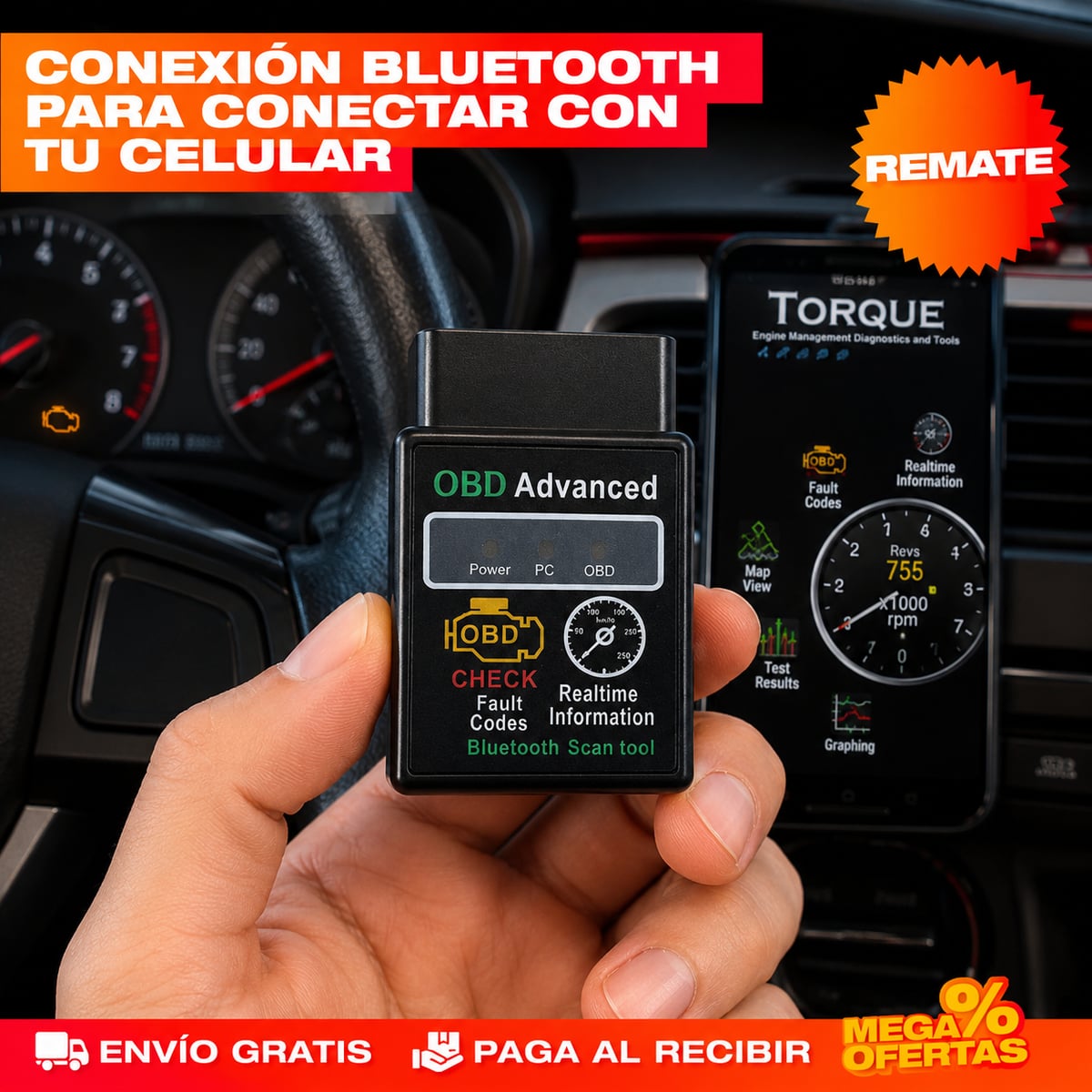 ESCÁNER DIAGNÓSTICO PARA CARRO OBD2