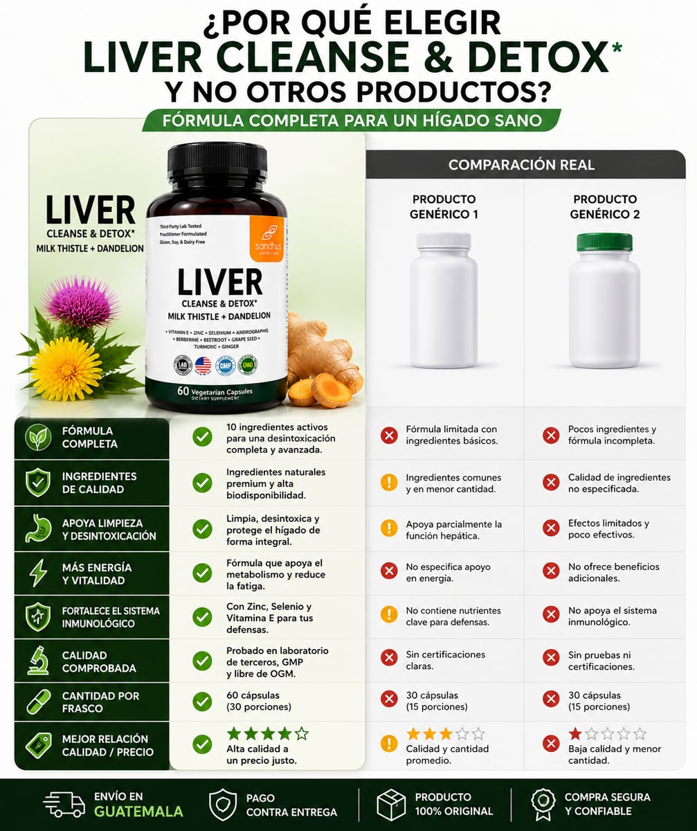 Liver Cleanse &amp; Detox Sandhus Nutrition®  Ayuda a que tu Hígado Funcione Mejor,  inicia desde hoy