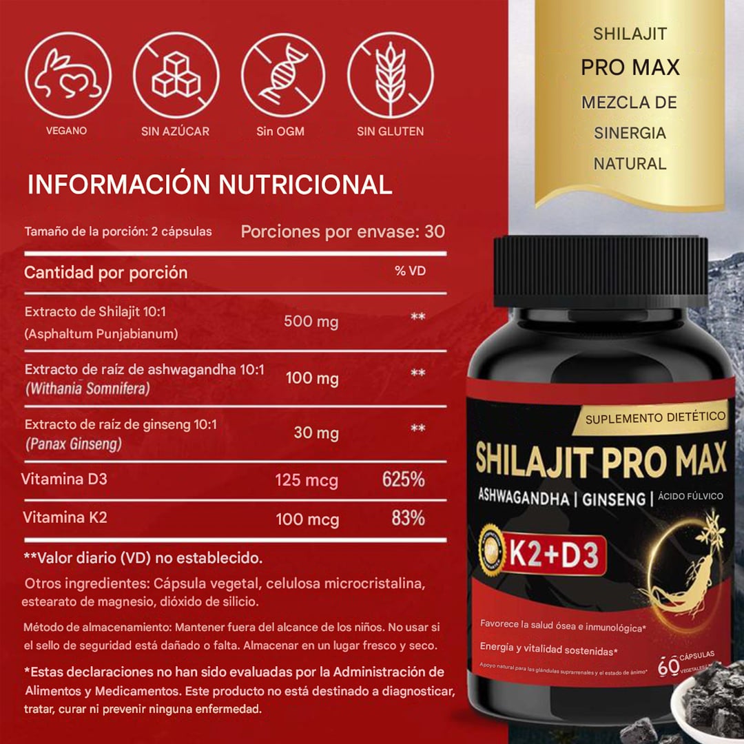 Shilajit PRO MAX - 5 en 1 - Poder y Rendimiento Masculino