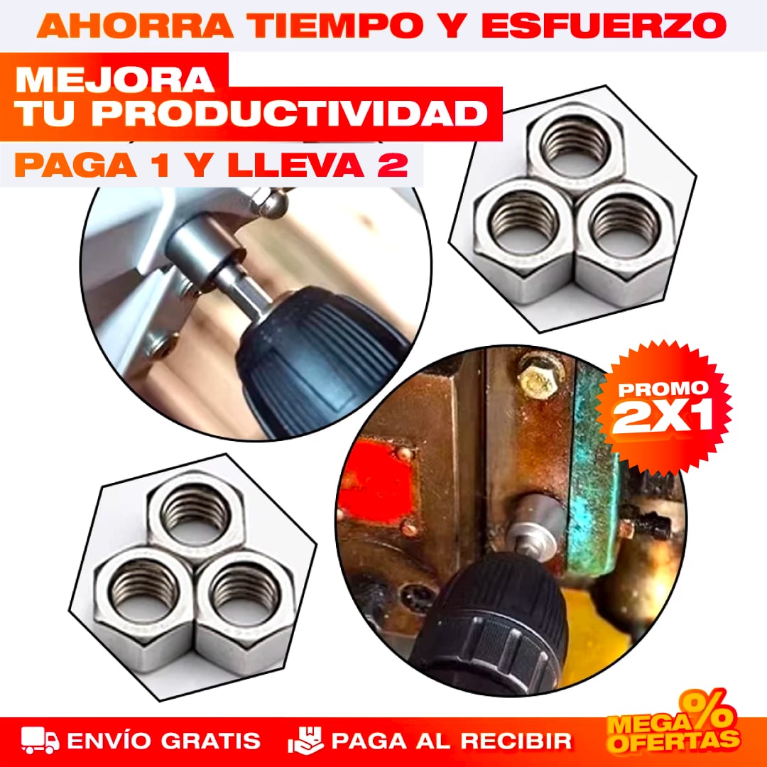 PROMO X2 Boquillas de Llaves Hexagonales – Aprieta Cualquier Tuerca Sin Buscar la Medida · Set x14