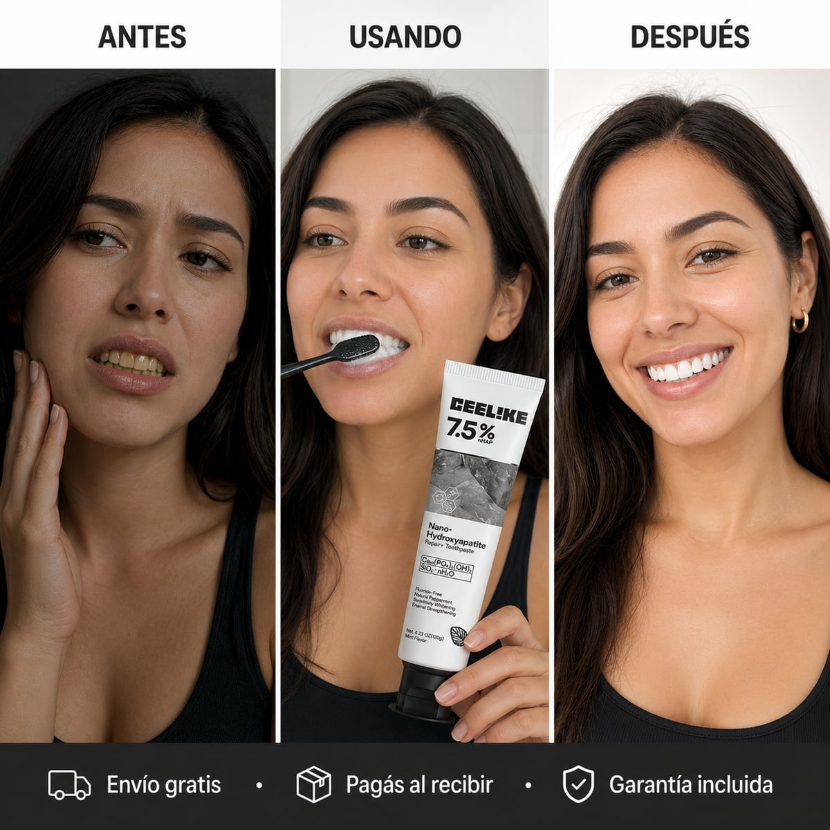 ¿Dientes sensibles o con manchas? Esta pasta Repara y blanquea tus dientes desde adentro + Envío Gratis