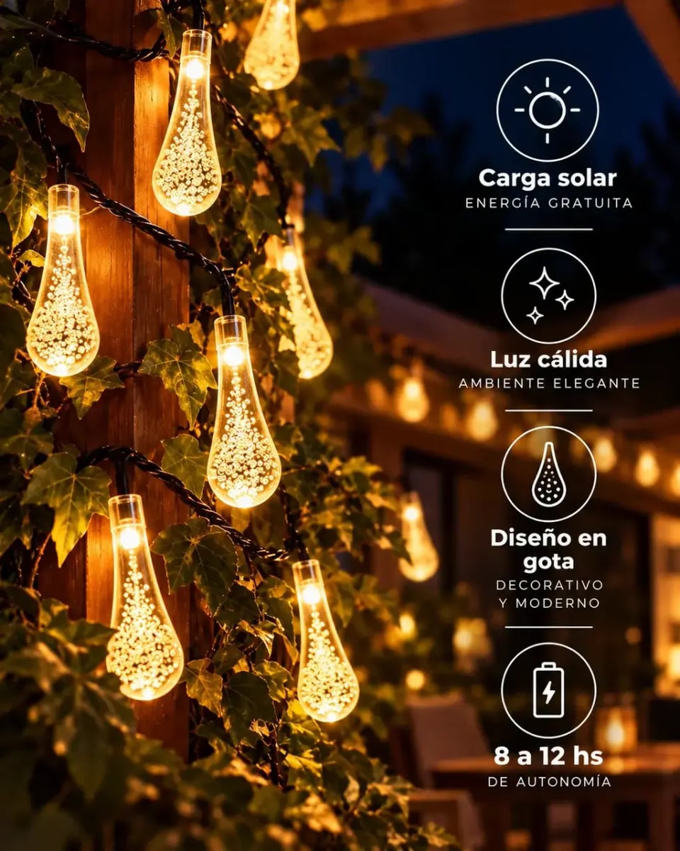 20 LUCES FORMA DE GOTA LED 2X1 -Ilumina tu Exterior Automáticamente