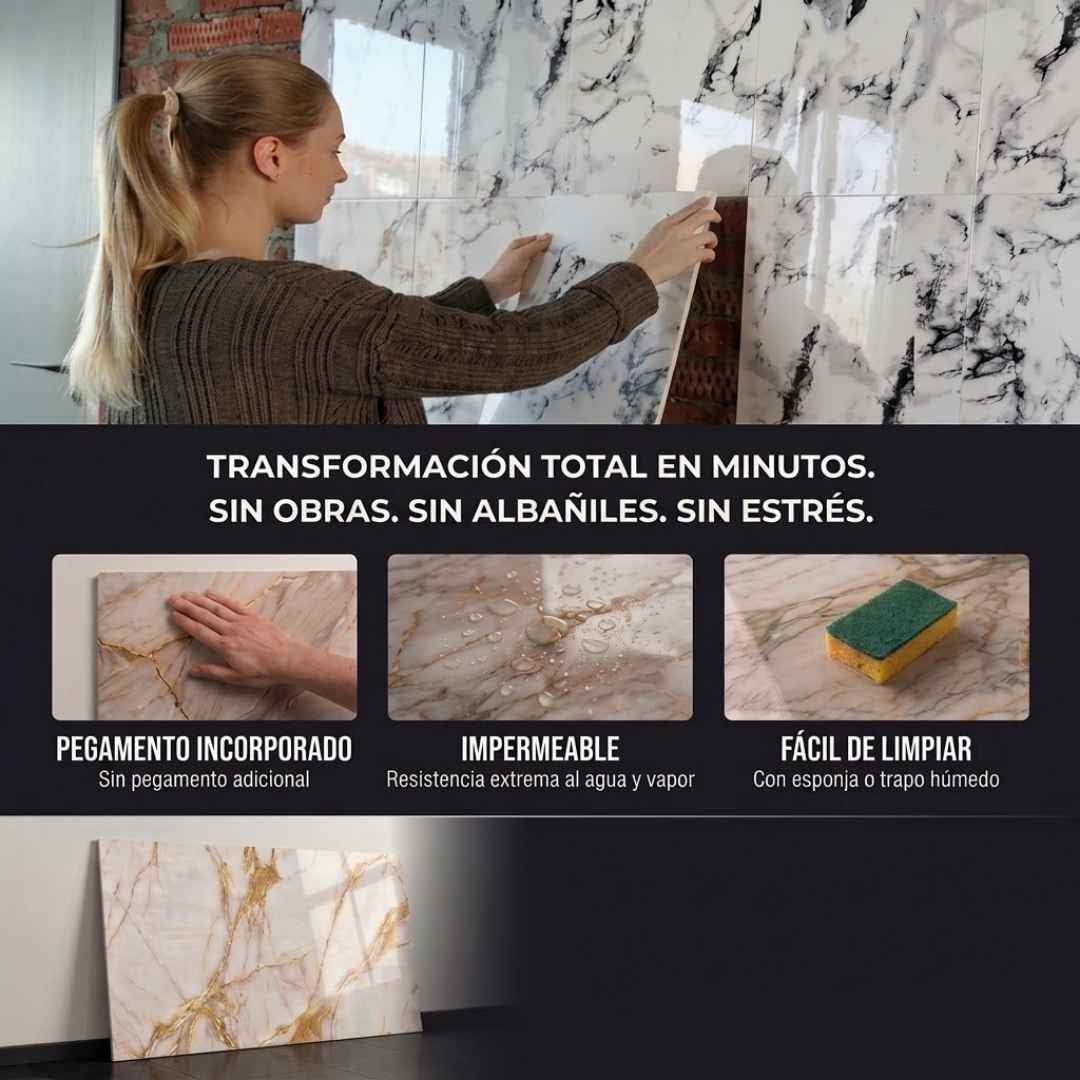 Vinilo Tipo Mármol NEGRO: Renueva tu Hogar en Minutos (Sin Polvo ni Obras)