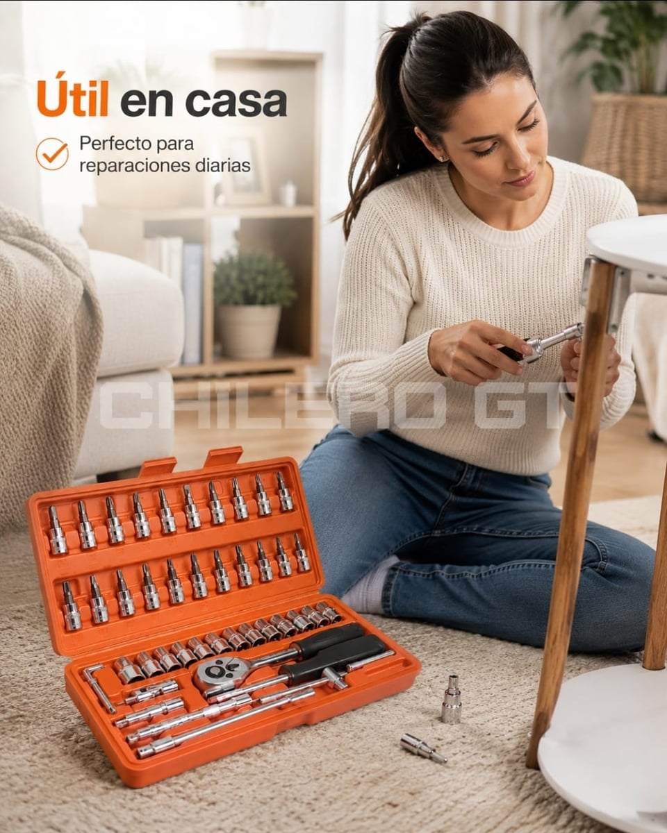 Set Profesional de Llaves de Dado 46 Piezas – Todo en un Solo Kit