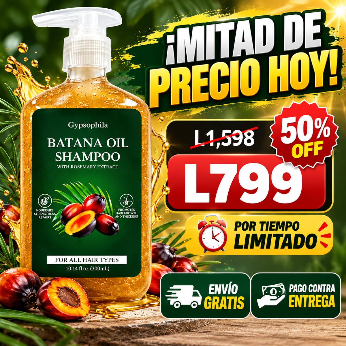 Shampoo Batana Oil 🌿Tu pelo más fuerte, más brillante y con menos caída