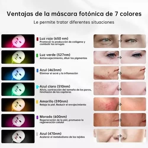 Mascara Led Facial (7 Colores de terapia)🎁🎀