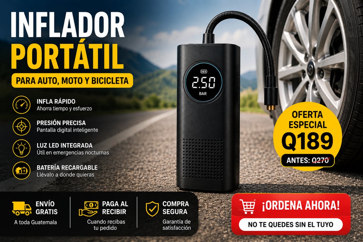 🚗 Inflador Portátil para Neumáticos | Auto, Moto y Bicicleta