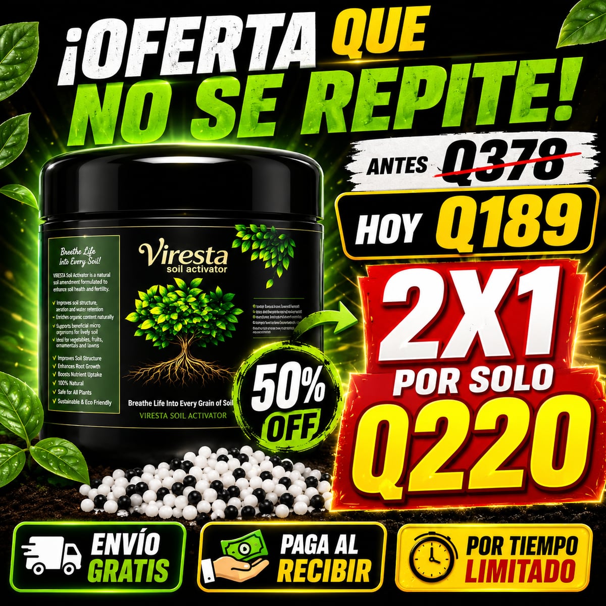 🌱 ¡Revive tus plantas con Viresta Activador de Suelo! 🌿 Envío GRATIS a toda Guatemala 🇬🇹