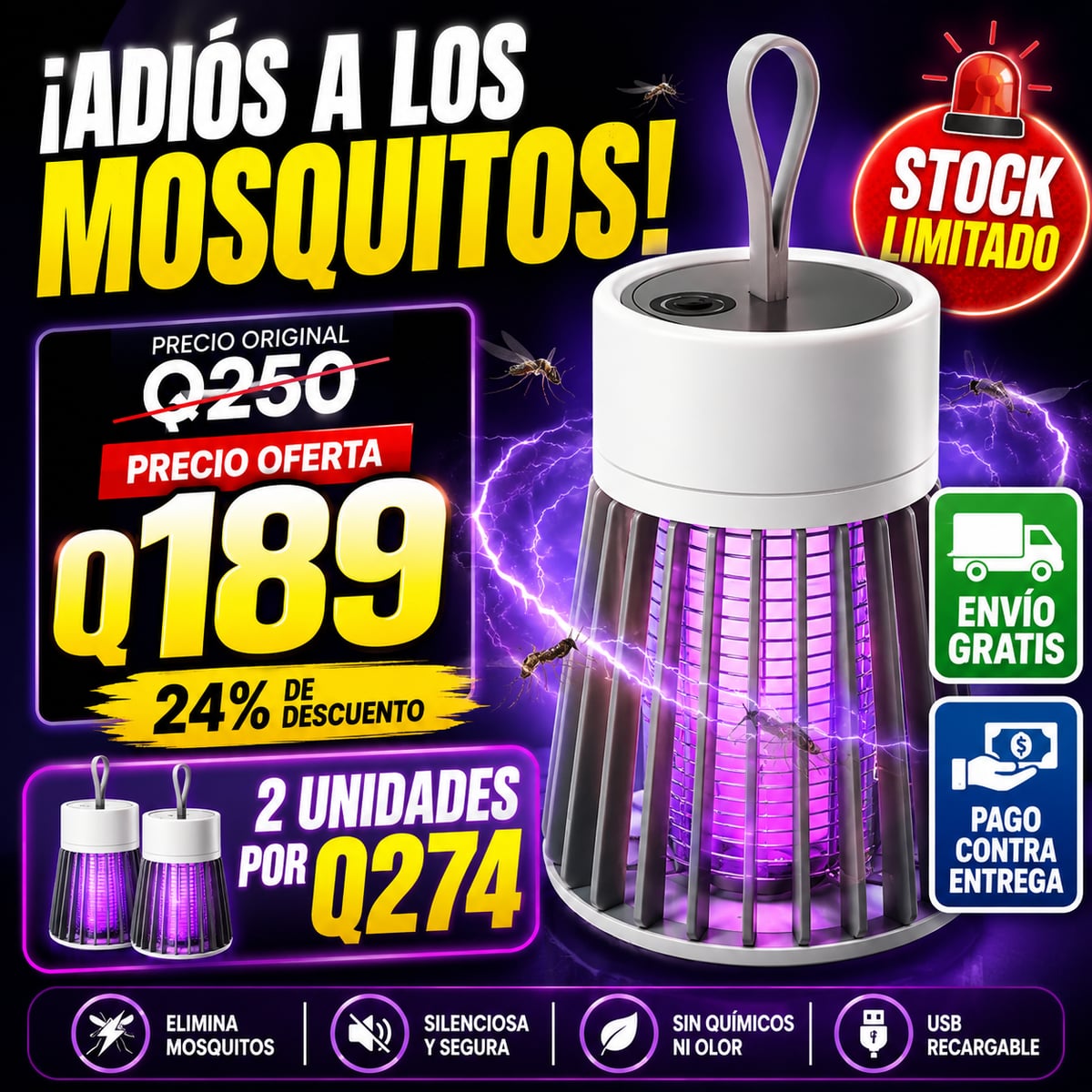 🦟 Menos insectos y más tranquilidad en tus espacios - Lampara Anti Mosquitos Luz UV - ENVÍO GRATIS