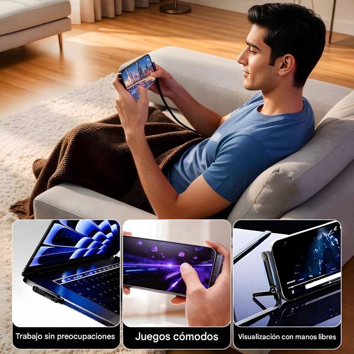 Cable de carga súper rápida con soporte de carga plegable TIPO-C para IPhone y Android //ENVIO GRATIS🔥