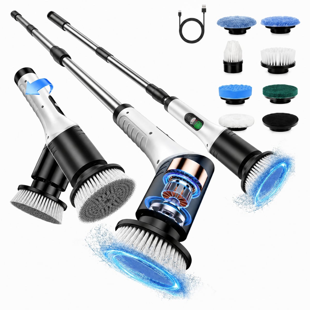 AquaSpin Elite™ – Potencia rotatoria inalámbrica para baños, cocinas y pisos impecables en minutos