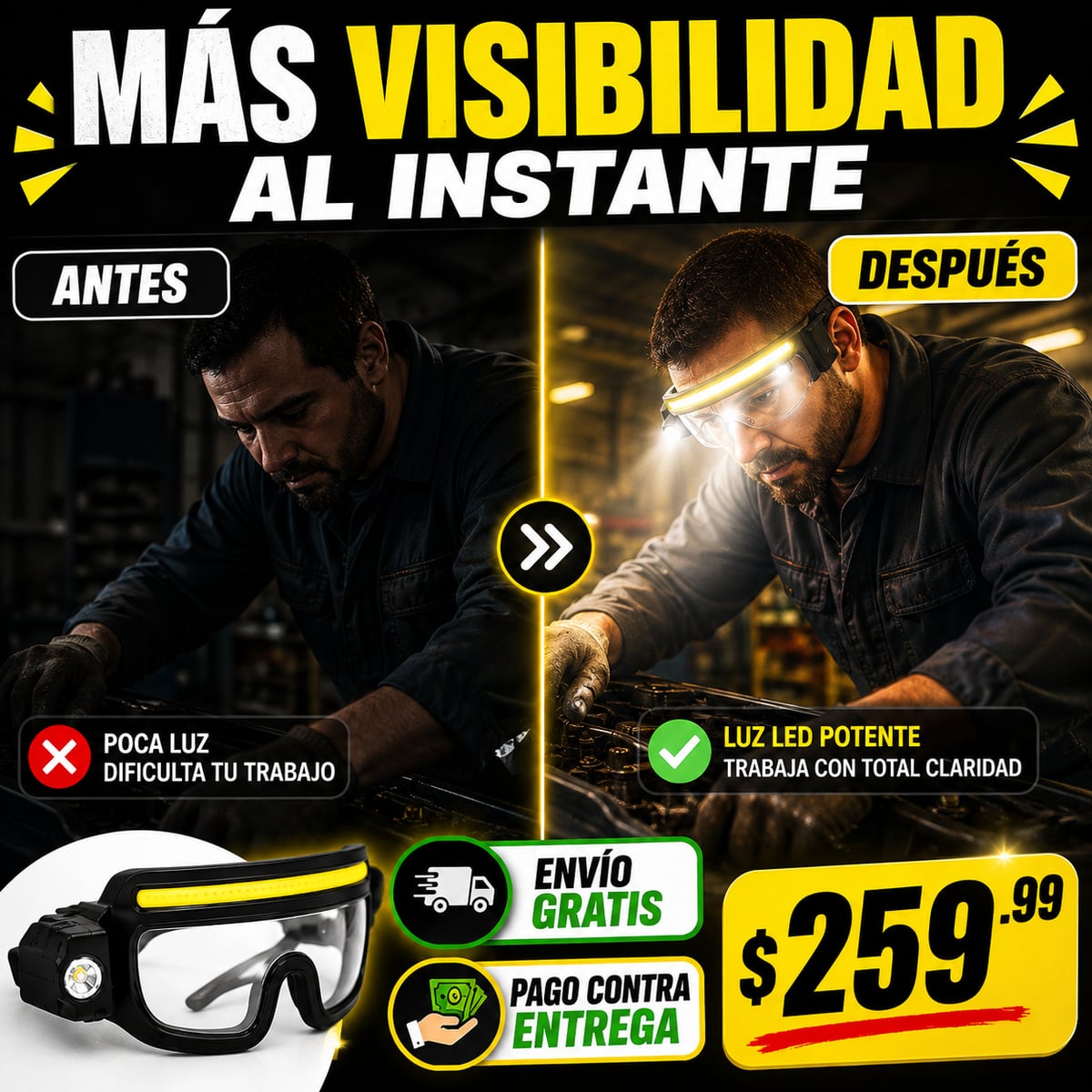 Gafas LED Manos Libres 2 en 1. ENVIO GRATIS!!!