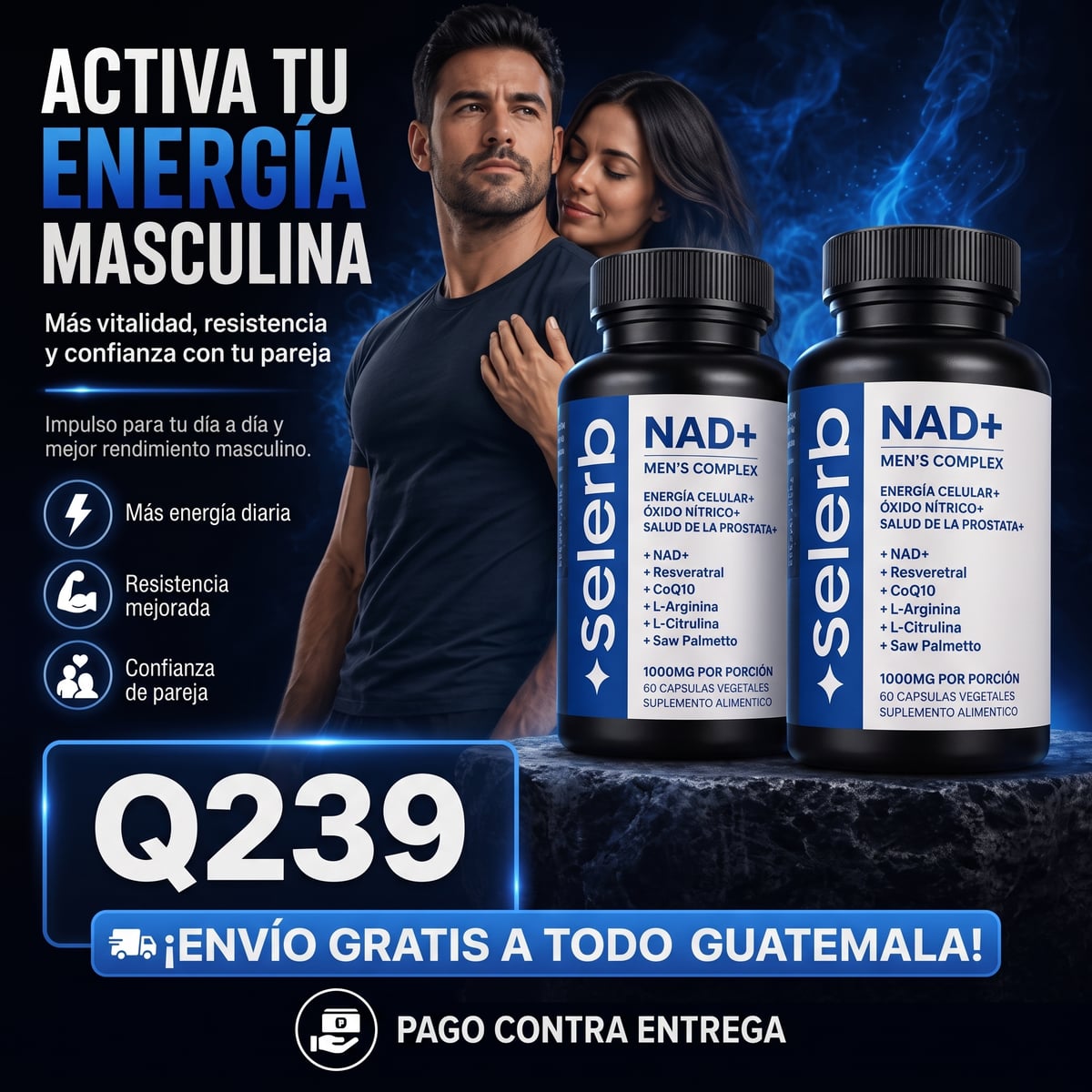 COMBO 2 UNIDADES SELERB NAD + LIPOSOMAL + SALUD PROSTATICA Y VITALIDAD MASCULINA | ENVÍO GRATIS 🇬🇹