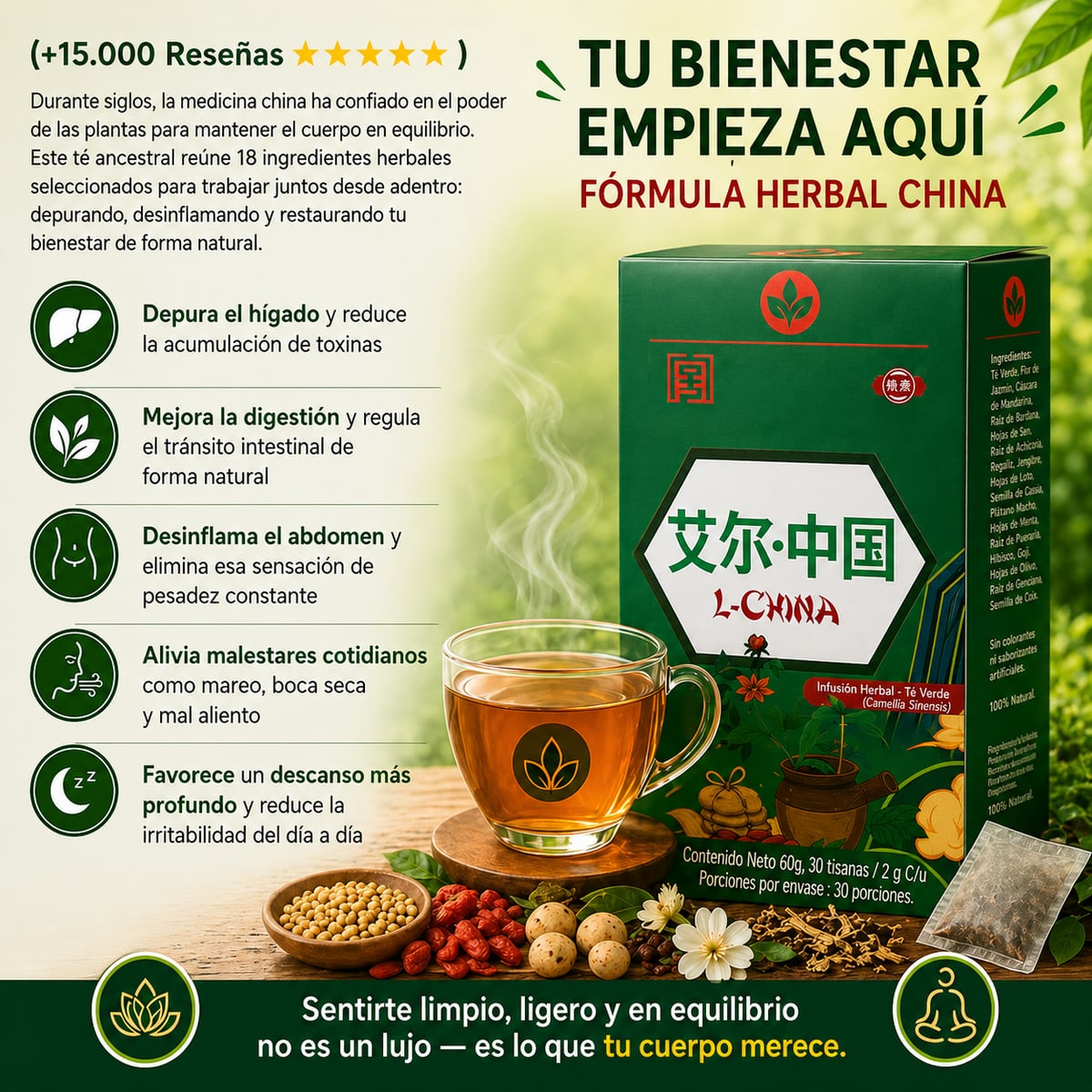 TÉ YIGAN CHINO X30 — 30 Días para un Cuerpo Más Limpio, Ligero y Saludable