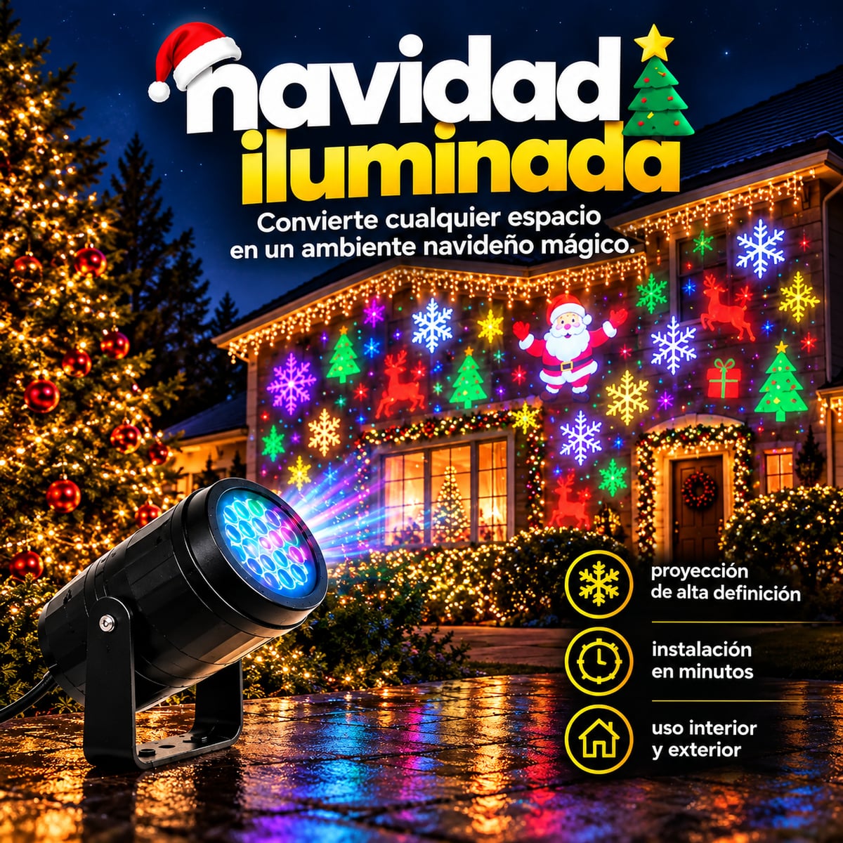 🎄💡Proyector Mágico Navideño - Decora sin esfuerzo y crea recuerdos inolvidables junto a tu familia 🎅✨