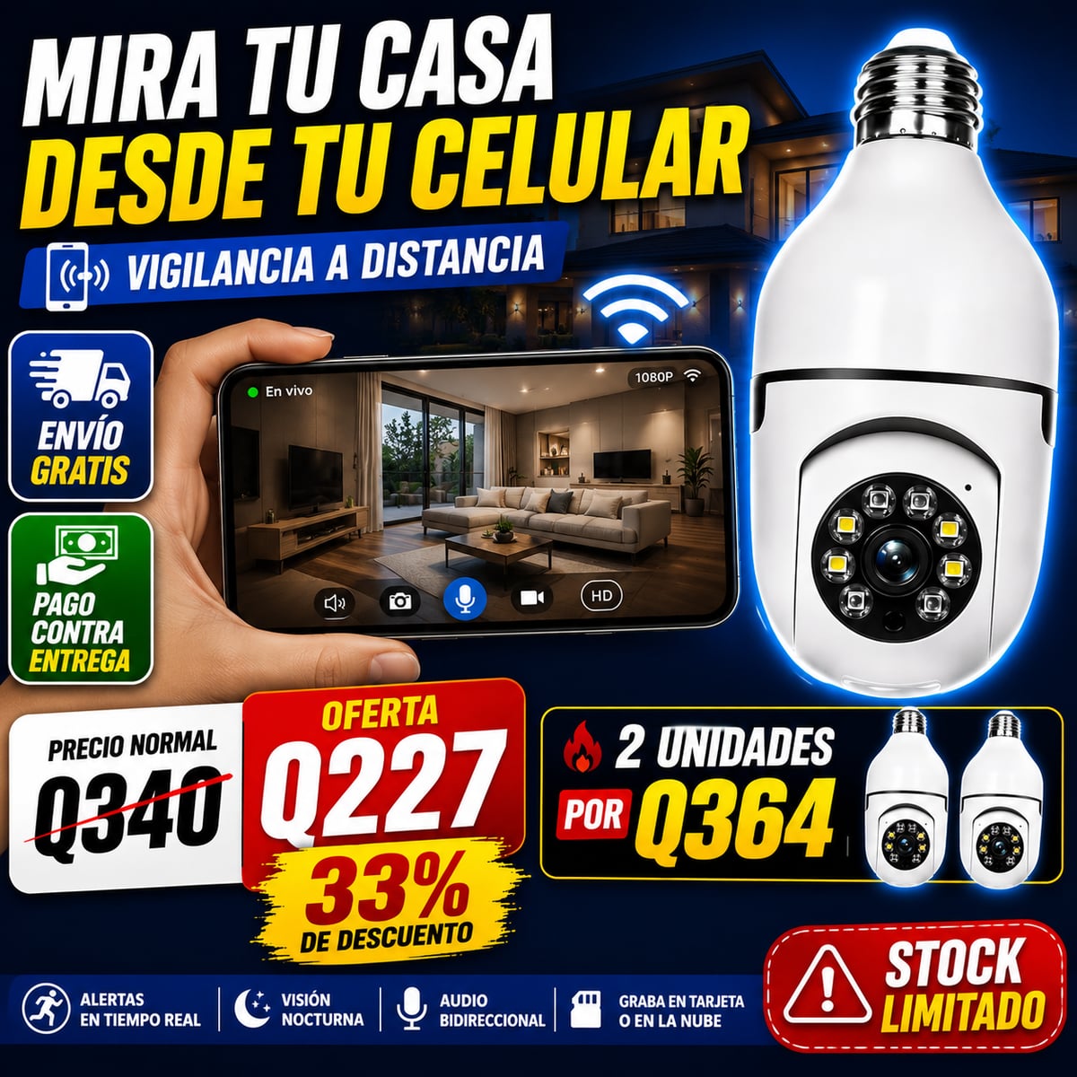 ¡SEGURIDAD 360° DESDE TU CELULAR! Cámara de Seguridad 360° + ENVÍO GRATIS