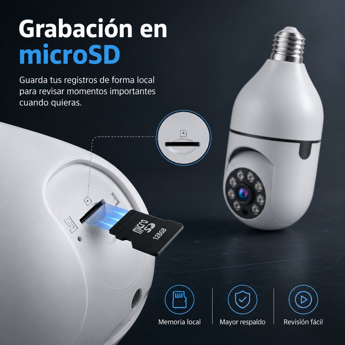 VigiLuz 360™ – Cámara de Seguridad Inteligente Tipo Bombillo