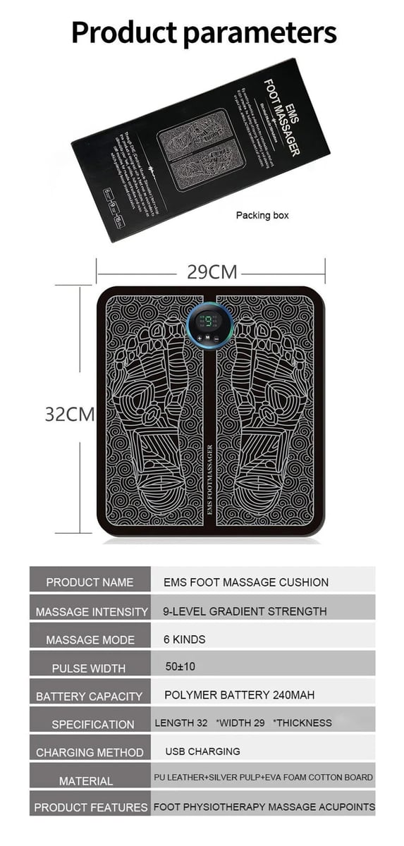 Masajeador Pies Eléctrico USB Portátil Estimulador Muscular