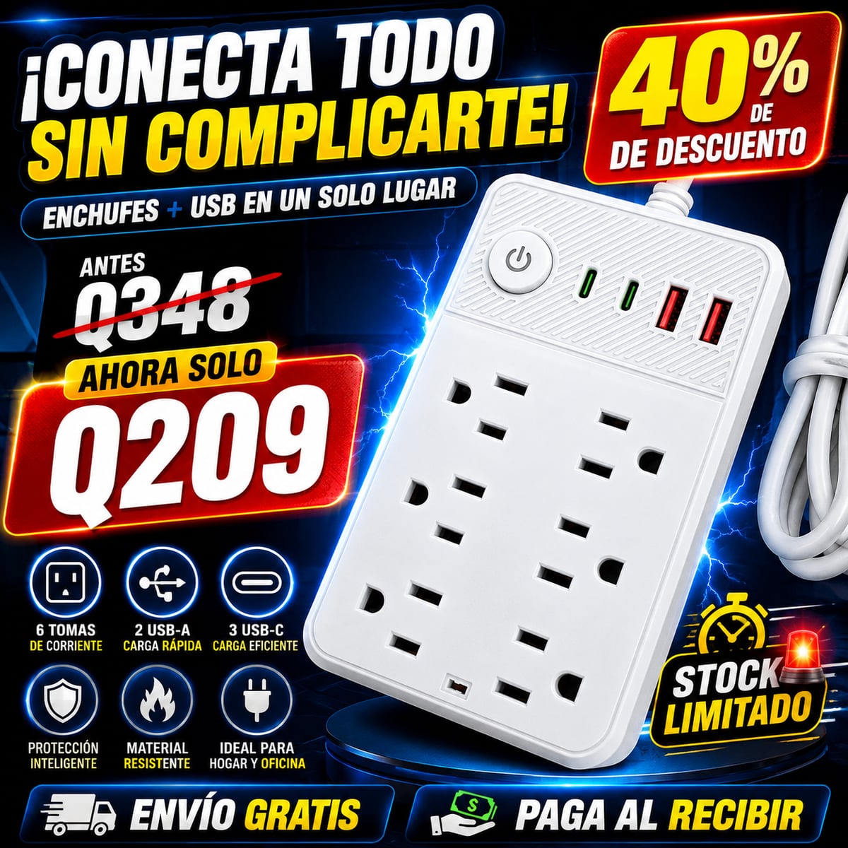 ⚡ ¡MÁS CONEXIONES, MÁS CERCA DE TI! 🔌 🚚 Envió gratis/ Paga al Recibir