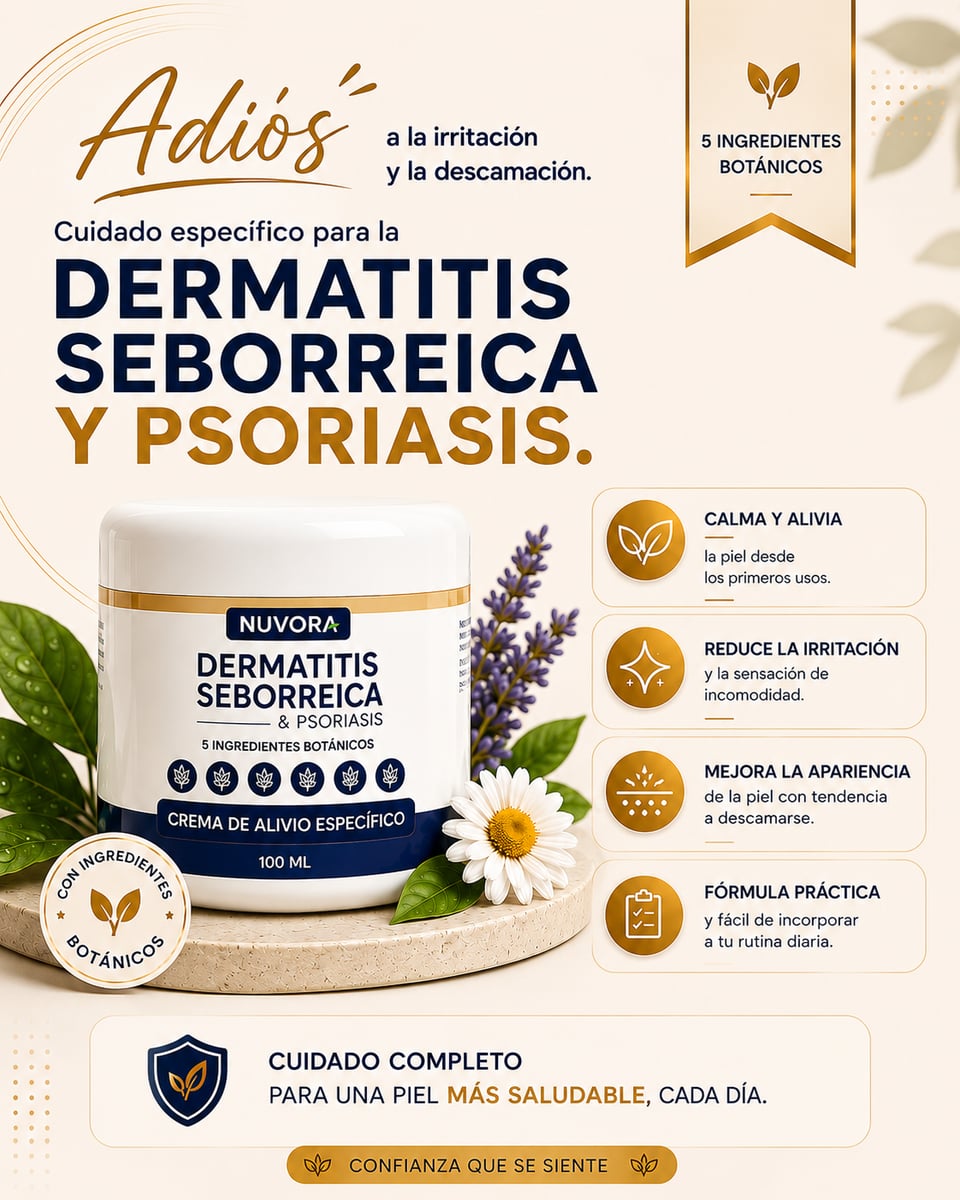 NUVORA Crema de Alivio para Dermatitis Seborreica y Psoriasis