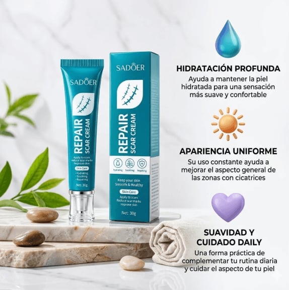 Renova Skin crema para reparación de cicatrices y queloides con apariencia más uniforme y saludable