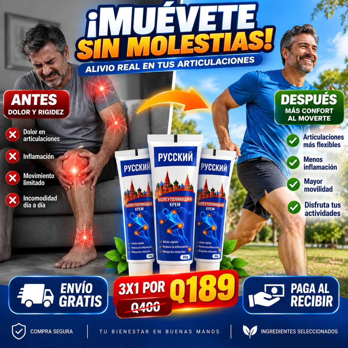 Crema para aliviar el dolor articular🔥+ Envio Gratis