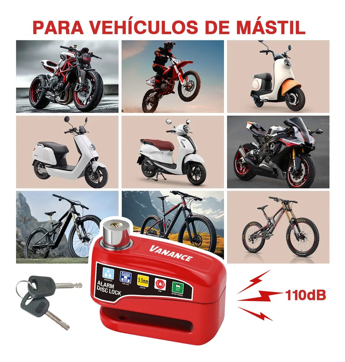 CANDADO DE DISCO con ALARMA + SOPORTE DE CELULAR (REGALO) + ENVIO GRATIS = Protección Total