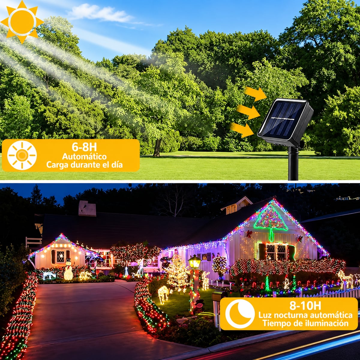 LUCES NAVIDEÑAS CON PANEL S0LAR + ENVIO GRATIS