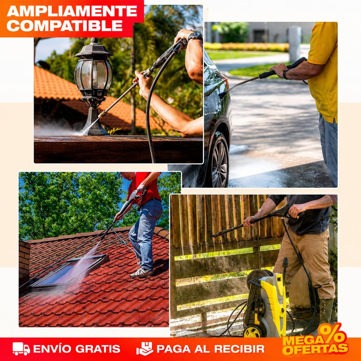 Set x8 piezas Adaptador Conector Para Hidro Lavadora A Presión Acero Inoxidable