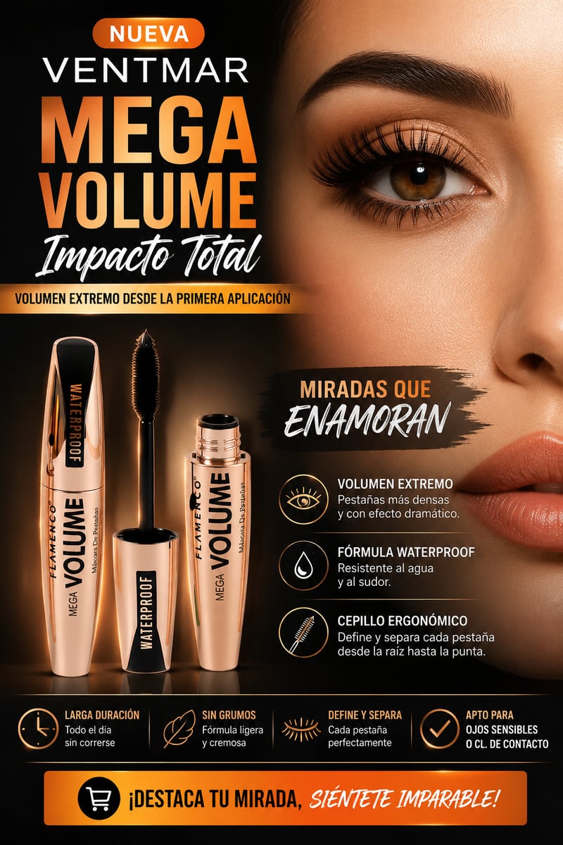 Mega Volume™ – La Máscara Waterproof para una Mirada Impactante 2x1