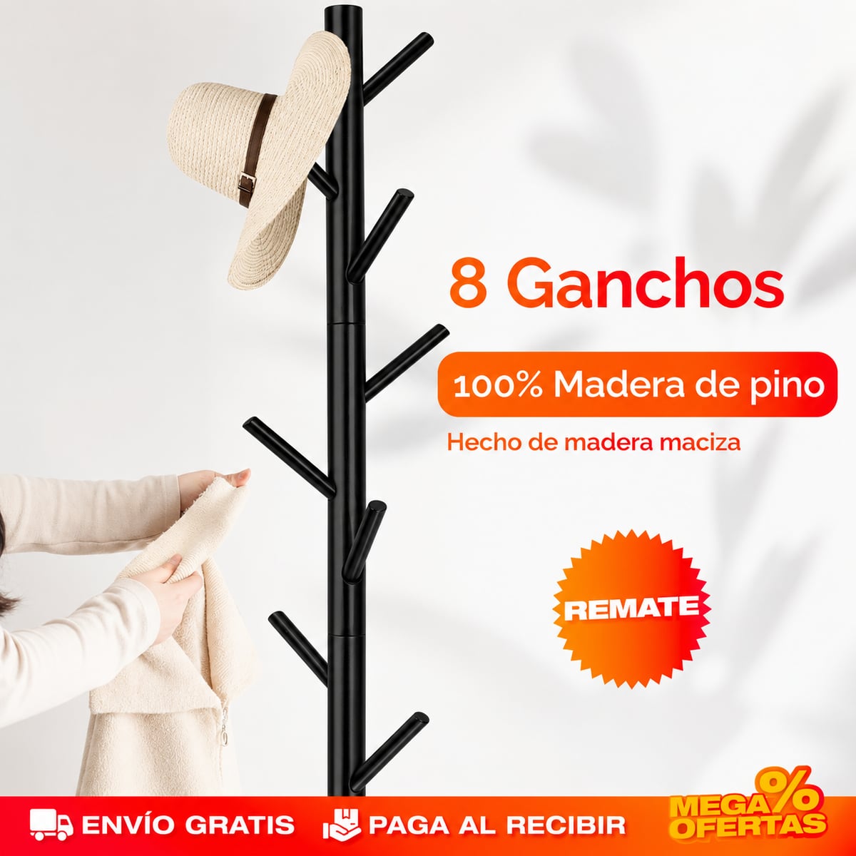 PERCHERO COLGADOR DE LUJO 8 GANCHOS