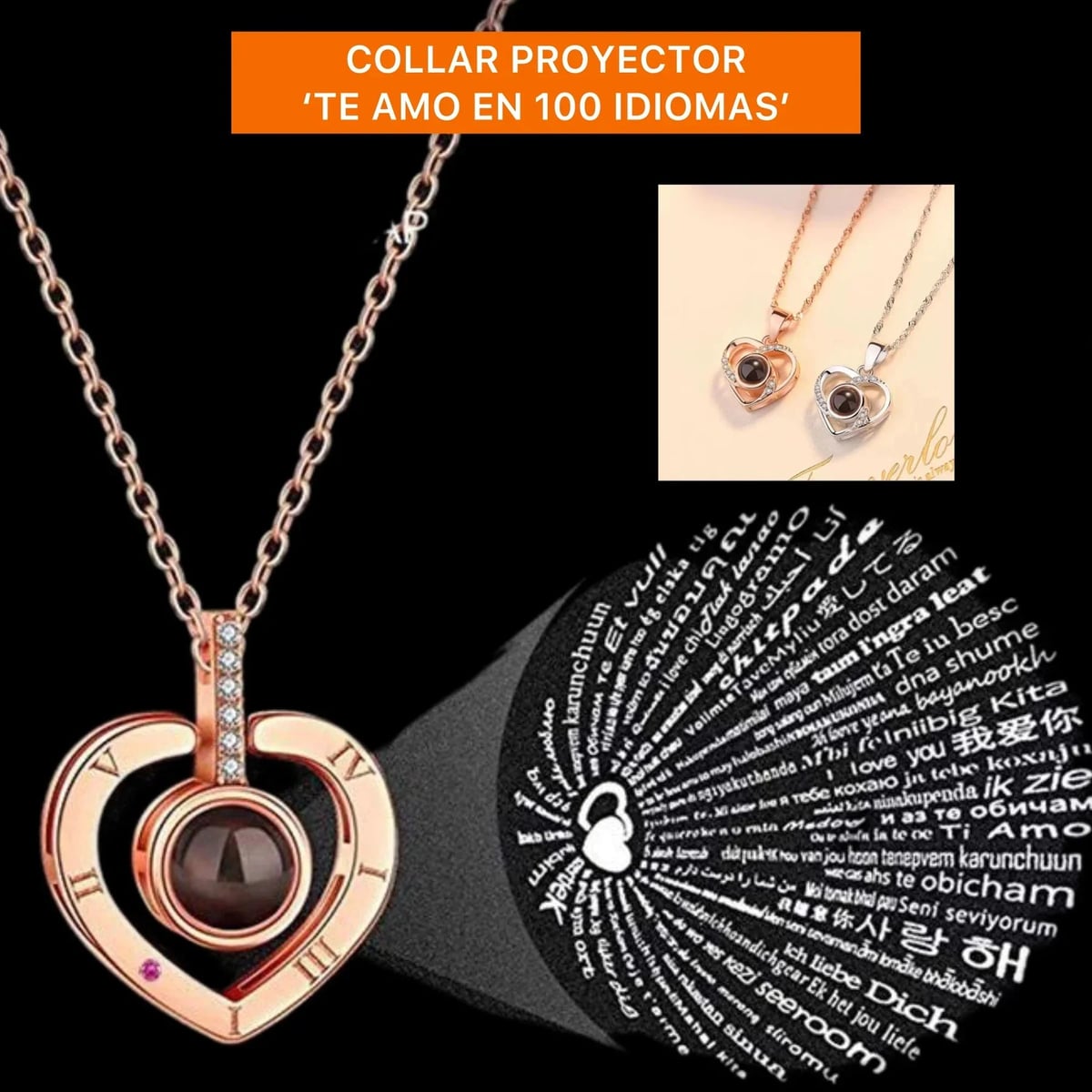 COLLAR TE AMO ❤️🌎 en 100 Idiomas -ENVÍO GRATIS💘