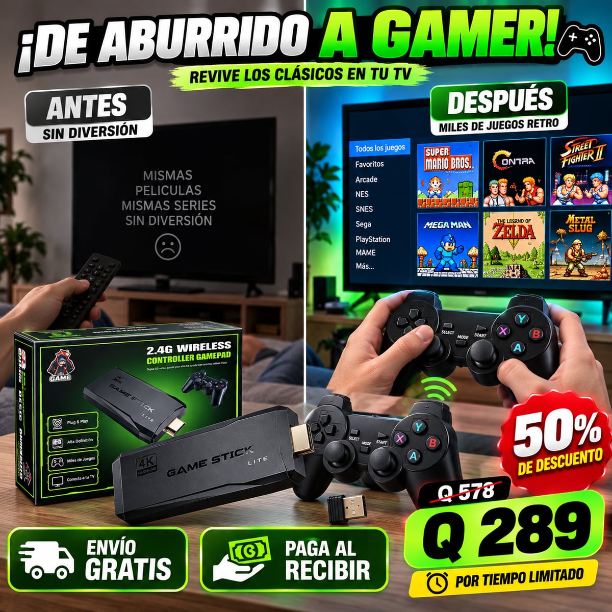 Consola Retrogamer 90s version PRO 4K con 20.000 juegos + 2 controles inalámbricos