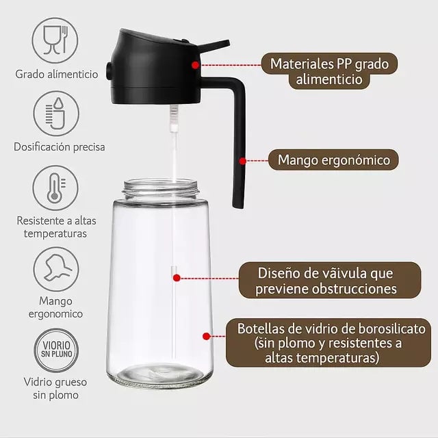 ACEITERA DISPENSADORA 2 EN 1 + SARTEN ANTIADHERENTE DE REGALO Y ENVIO GRATIS🚚