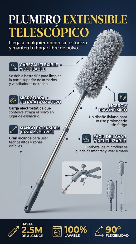 Plumero extensible telescopico