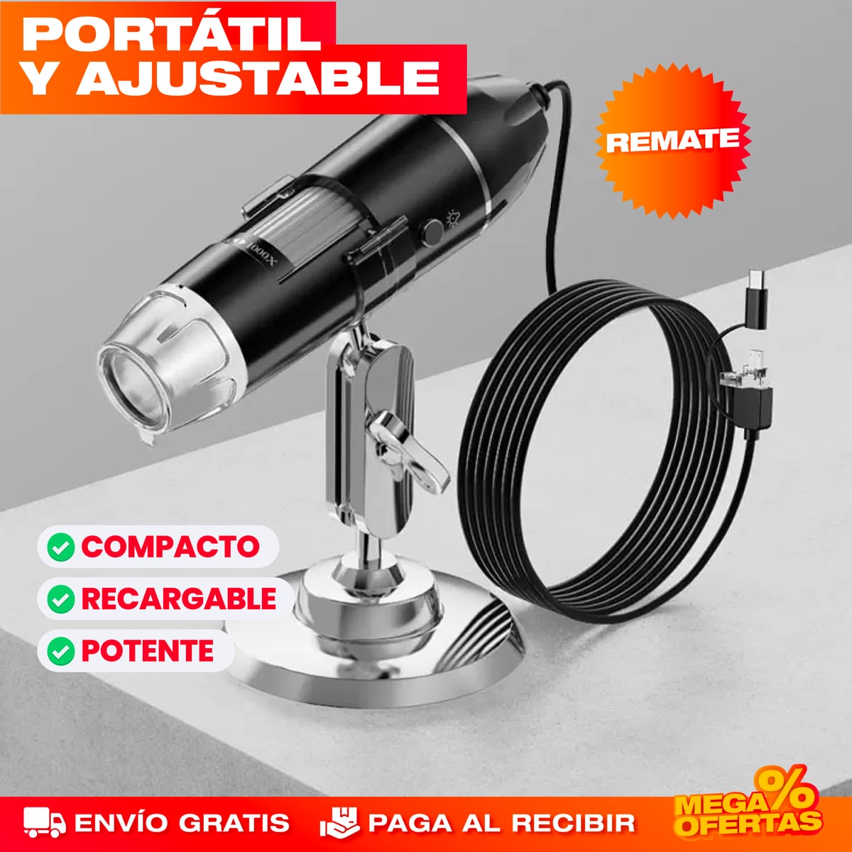 MICROSCÓPIO DIGITAL 1600X USB
