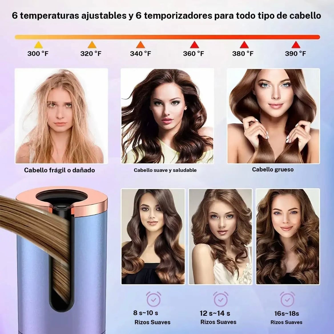 Rizador de cabello inalámbrico - Paga al Recibir + Envío Gratis 🏠🚗🎁