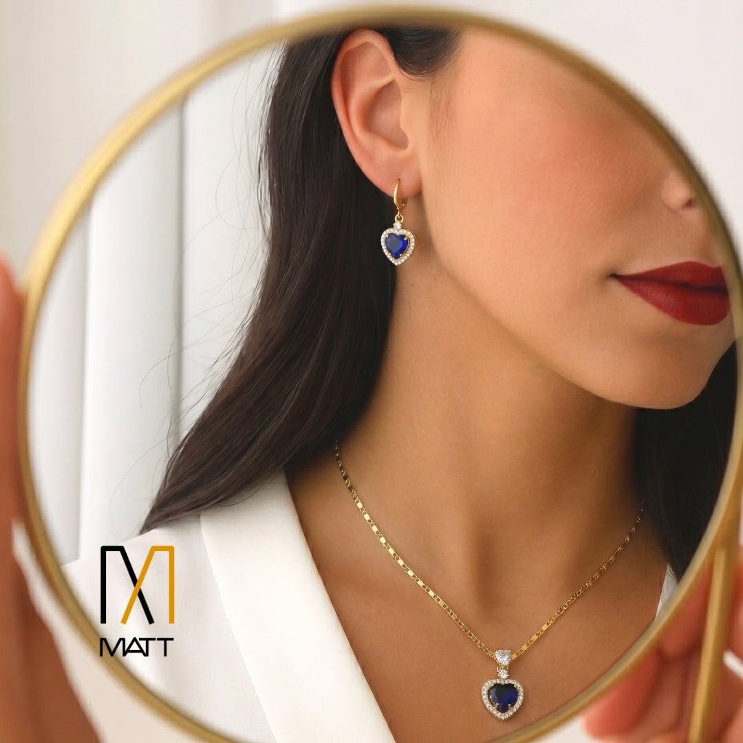 SET PREMIUM CORAZÓN DEL MAR CADENA Y ARITOS
