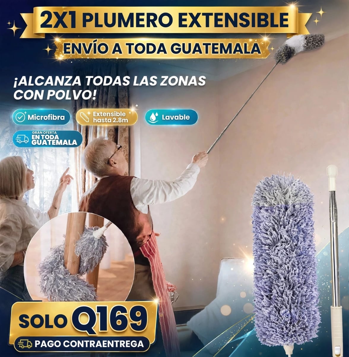 Magic Clean® | Plumero Extensible de Microfibra 2x1