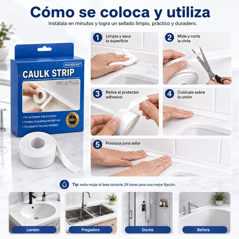 Cinta selladora impermeable -Sella tu baño y cocina hoy