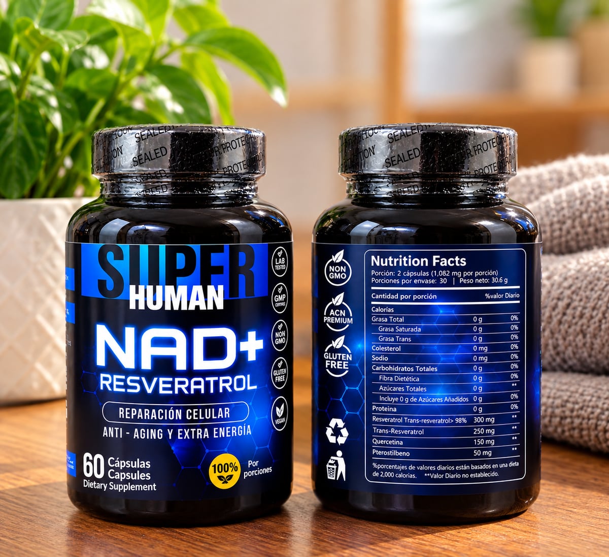 NAD+ Resveratrol,Super Human,RENUEVA TU VIDA DESDE ADENTRO
