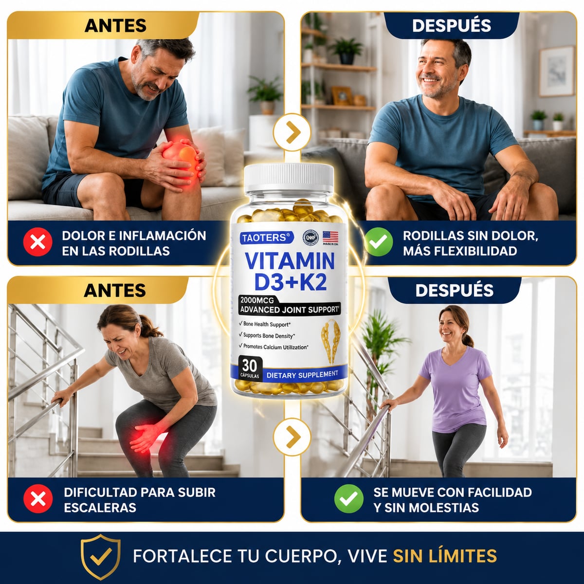 VIT D3+K2 - MÁS MOVILIDAD Y SOPORTE PARA TUS HUESOS+ Envio Gratis
