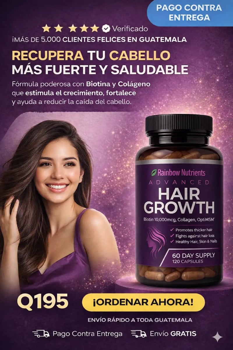 ¡HAIR GROWTH - Logra un Cabello de Ensueño desde los Primeros 7 Días! 120 CAPSULAS.