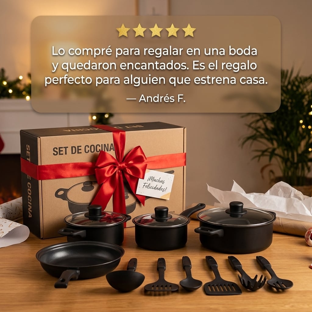 Set de Cocina Negro - 13 Piezas