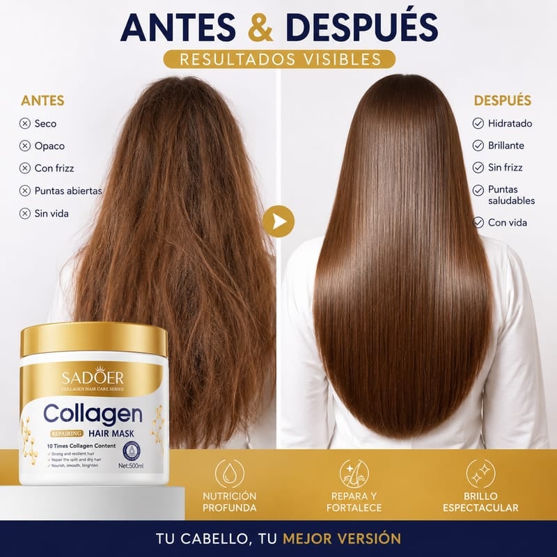 MASCARILLA COLLAGEN SADOER - CABELLO LISO EN MINUTOS ✅