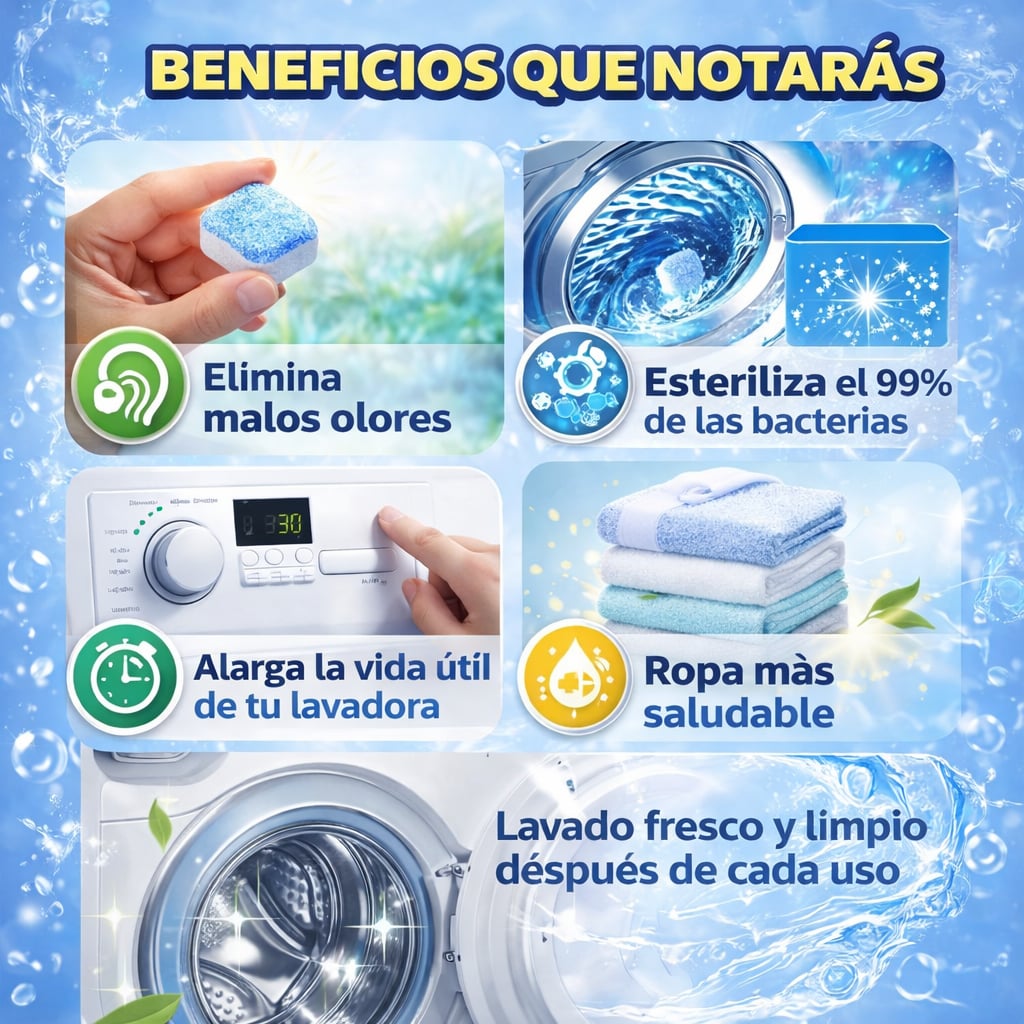 ULTIMAS UNIDADES - LimpioMax 12Tabletas Limpiadoras de Lavadora + ENVÍO GRATIS