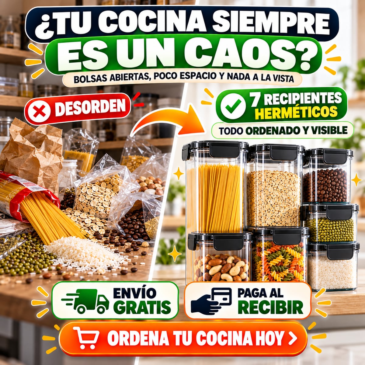 Organiadores de Cocina Set 7 Frascos