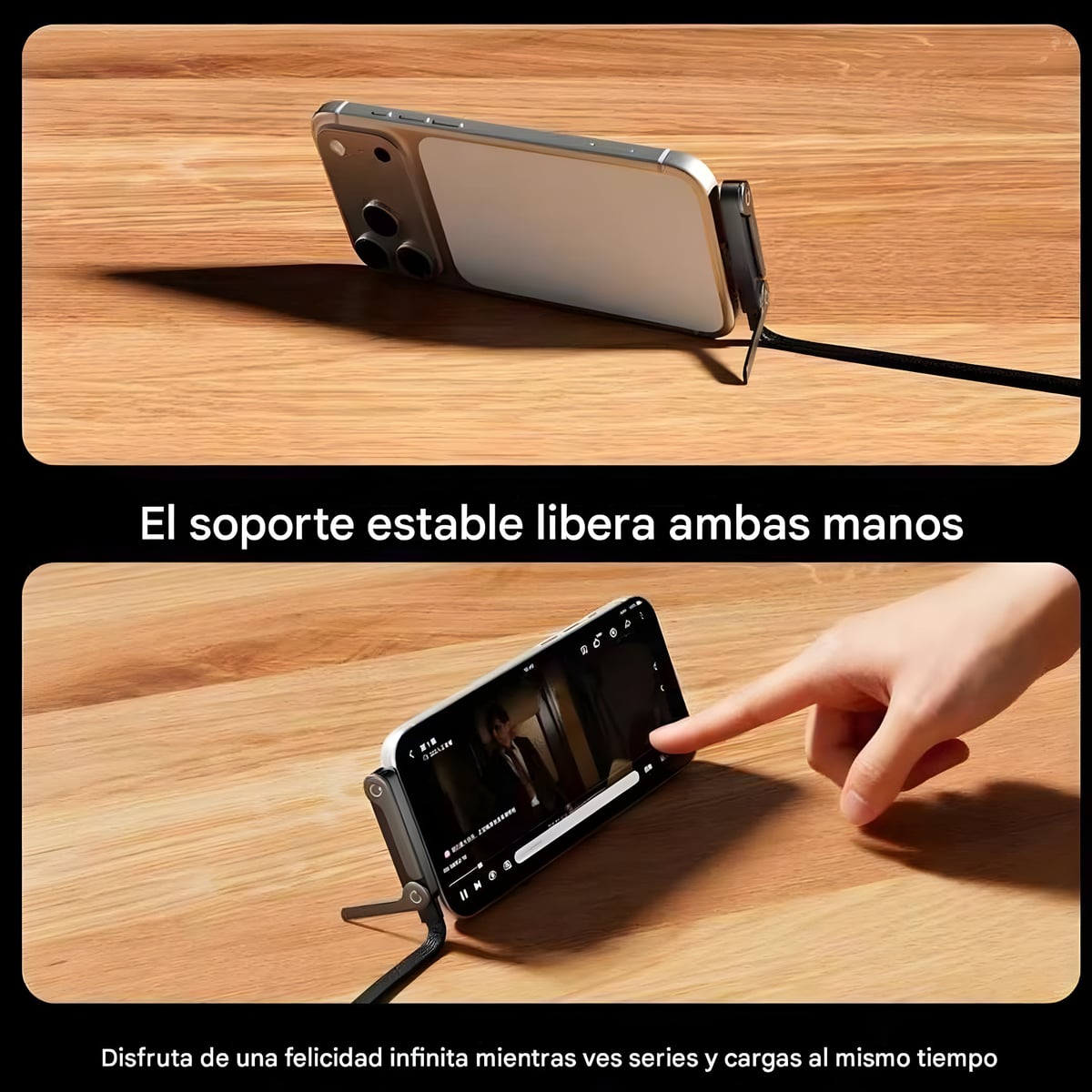 Cable de carga súper rápida con soporte de carga plegable TIPO-C para IPhone y Android //ENVIO GRATIS🔥